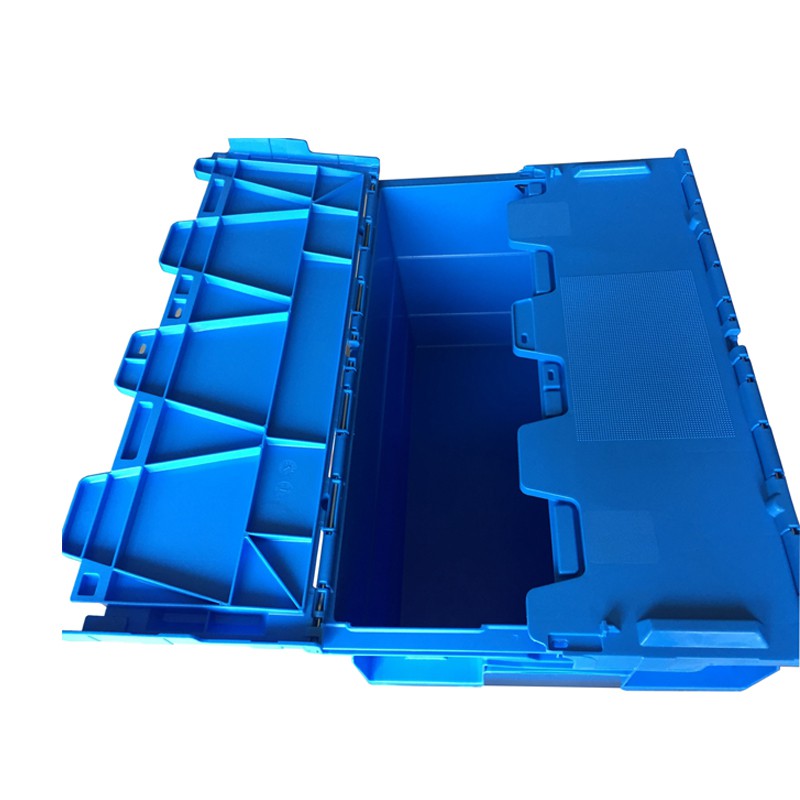 Durable Attached Lid Tote Container Durable HDPE Attached Lid Tote Container - Stackable & Secure