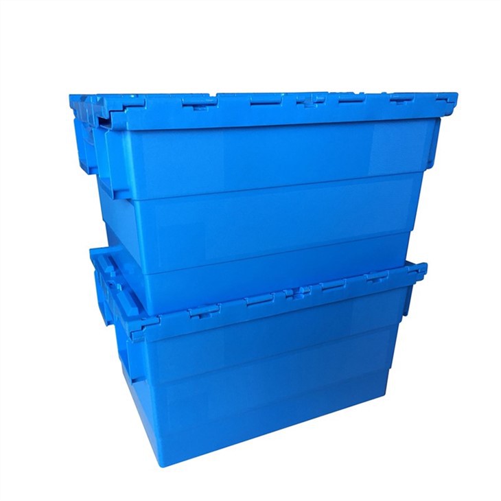 Durable HDPE Attached Lid Tote Container - Stackable & Secure image 3