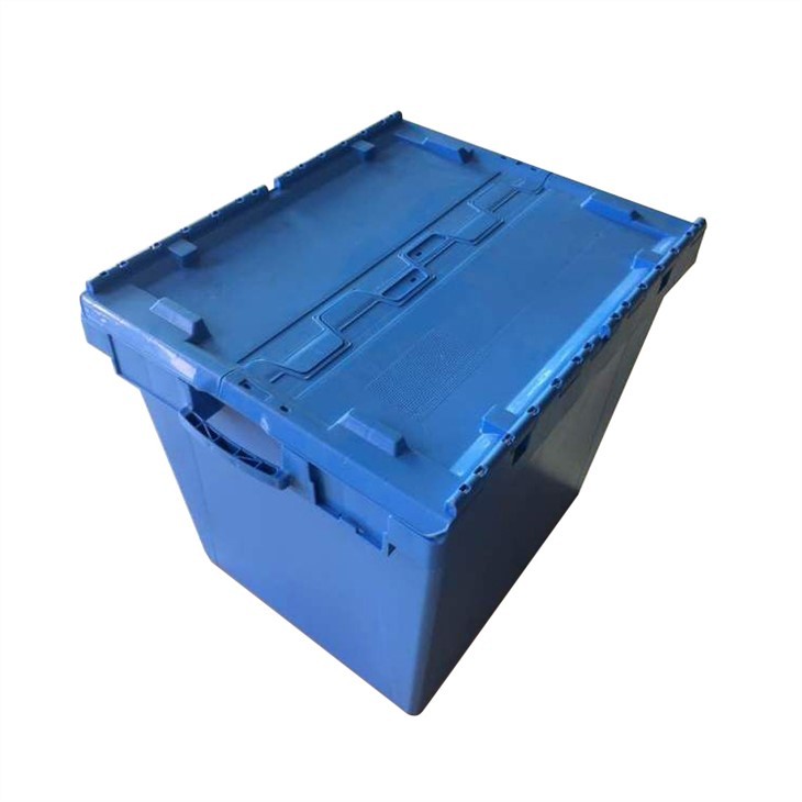 Durable HDPE Attached Lid Tote Container - Stackable & Secure