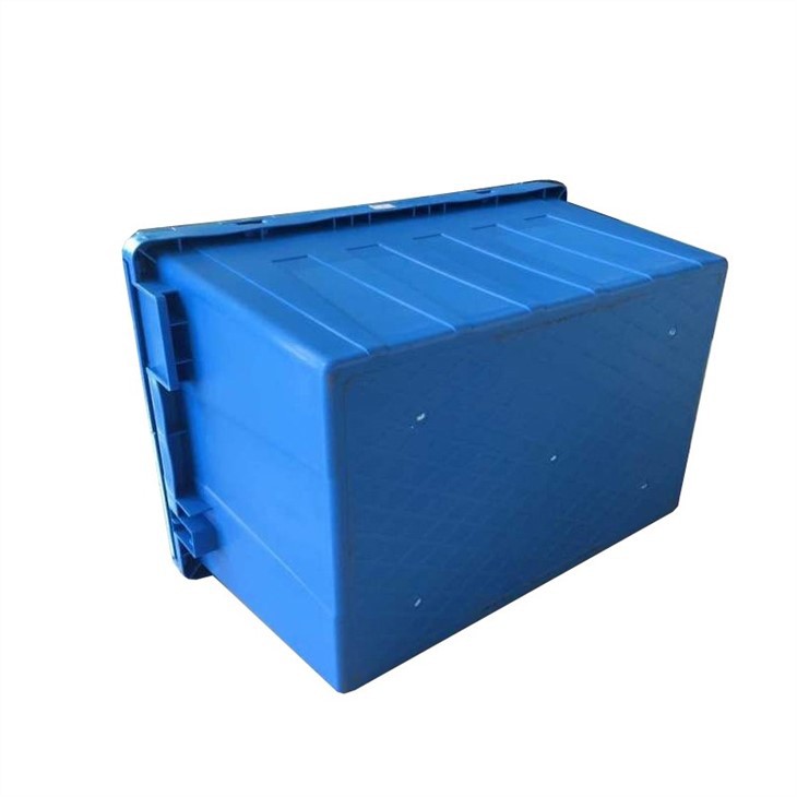 Durable HDPE Attached Lid Tote Container - Stackable & Secure image 2