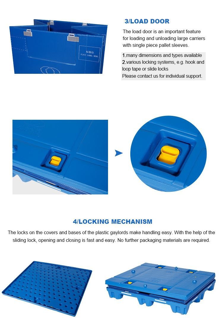 Durable HDPE Collapsible Plastic Gaylord Box with Lid