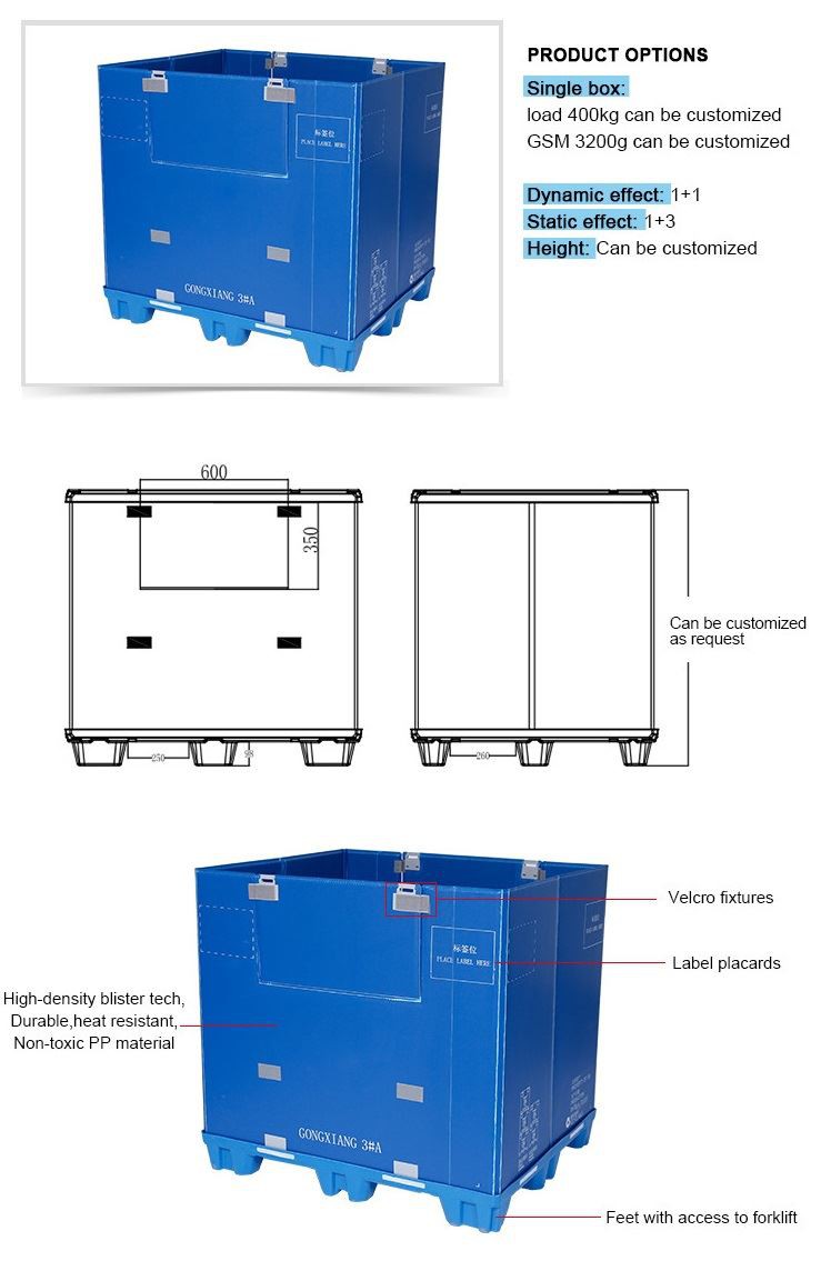 Durable HDPE Collapsible Plastic Gaylord Box with Lid