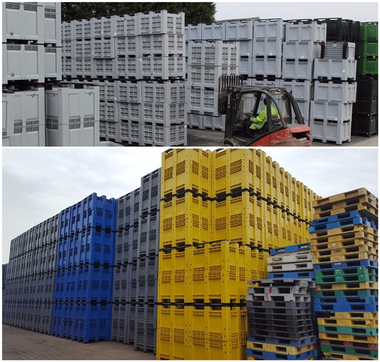 Rigid Pallet Container Durable 600L HDPE Ventilated Plastic Pallet Bin for Storage