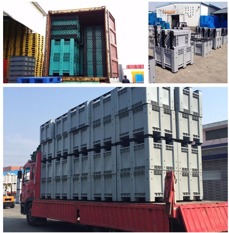 Vented Pallet Container Durable 600L HDPE Ventilated Plastic Pallet Bin for Storage