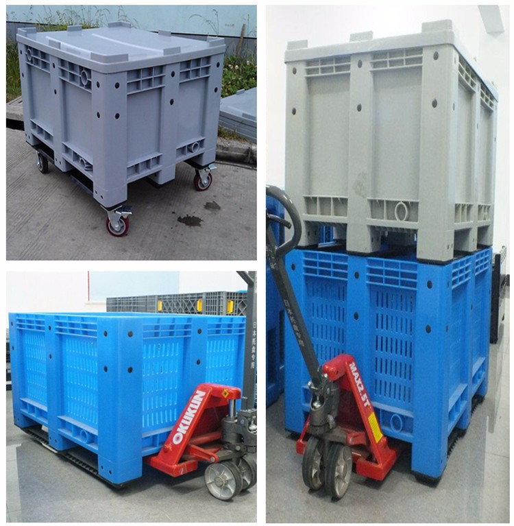 Grid Plastic Pallet Container Durable 600L HDPE Ventilated Plastic Pallet Bin for Storage