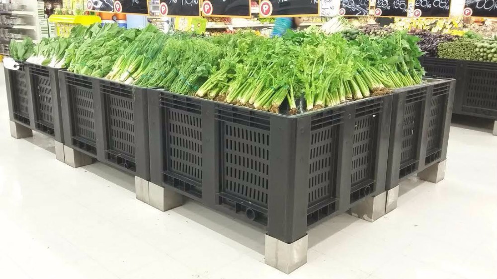 Vegetable Pallet Box Durable 600L HDPE Ventilated Plastic Pallet Bin for Storage