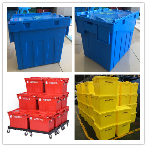 HDPE Plastic Tote Display Durable HDPE Stackable Plastic Tote with Card Holders