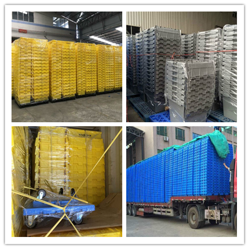 Tote Packaging Durable HDPE Stackable Plastic Tote with Card Holders
