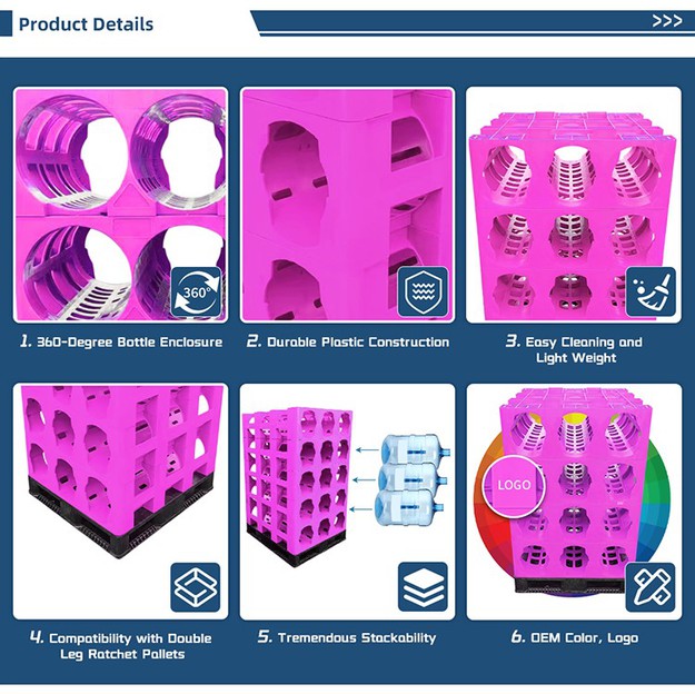 Heavy-Duty Stackable HDPE Plastic Water Bottle Rack