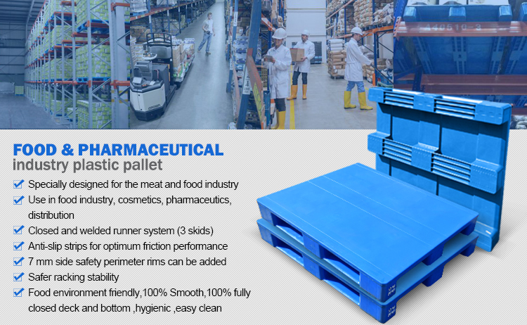 Durable HDPE Flat Surface Hygienic Plastic Pallet for Logistics