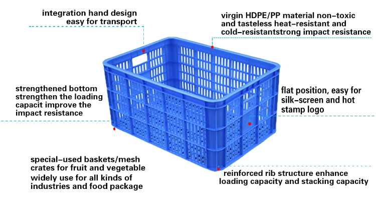 Durable Stackable HDPE Plastic Fruit & Vegetable Crate