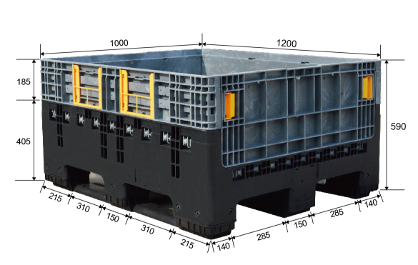 Heavy Duty HDPE Collapsible Bulk Container 1200x1000mm
