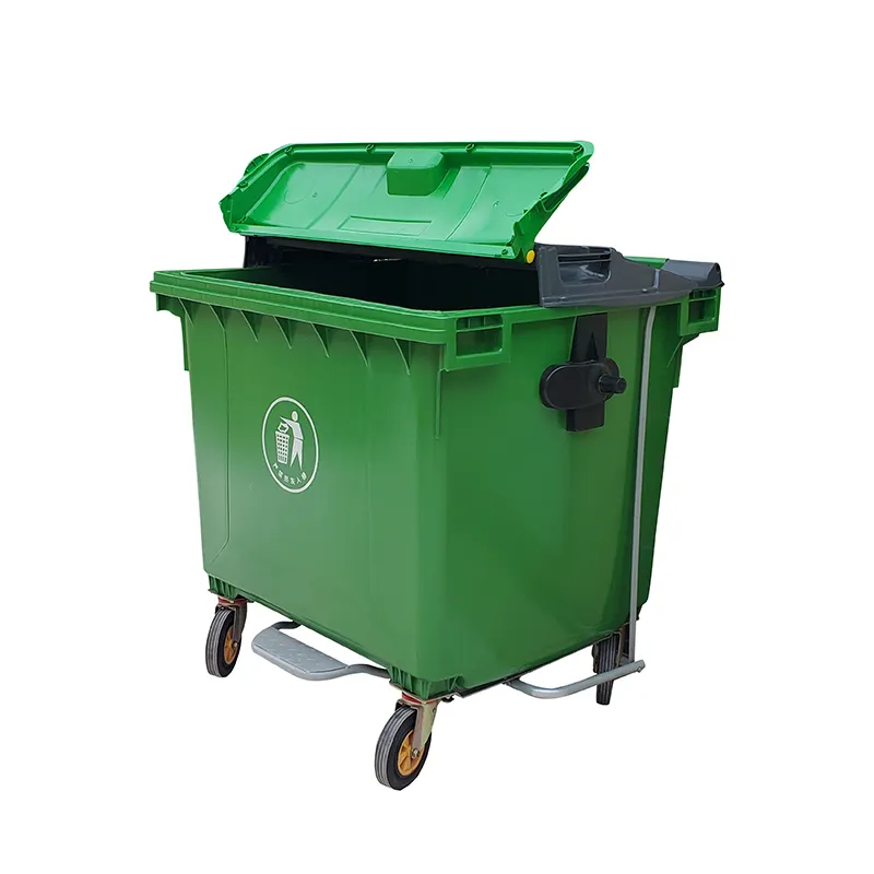 Durable HDPE Outdoor Waste Bin with Wheels and Lid