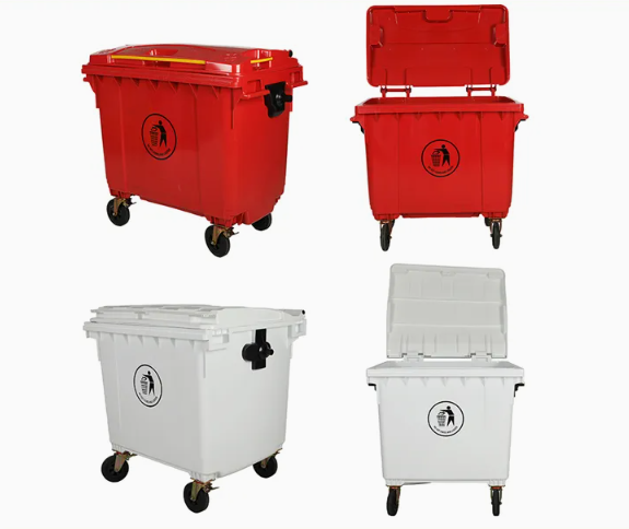 Durable HDPE Outdoor Waste Bin with Wheels and Lid