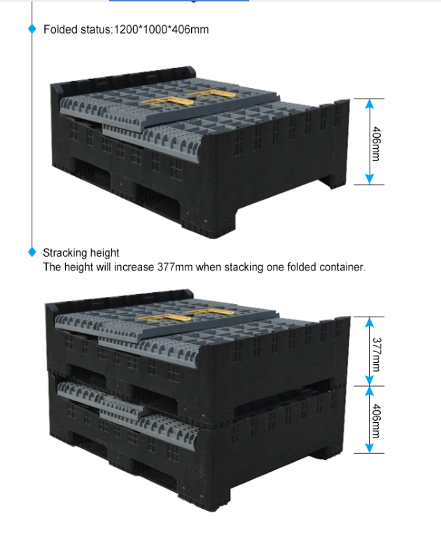 Heavy Duty Collapsible Plastic Pallet Container - HDPE Stackable Bulk Storage
