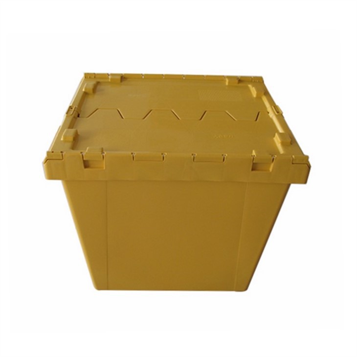 Durable Stackable HDPE Plastic Attached Lid Distribution Totes image 4
