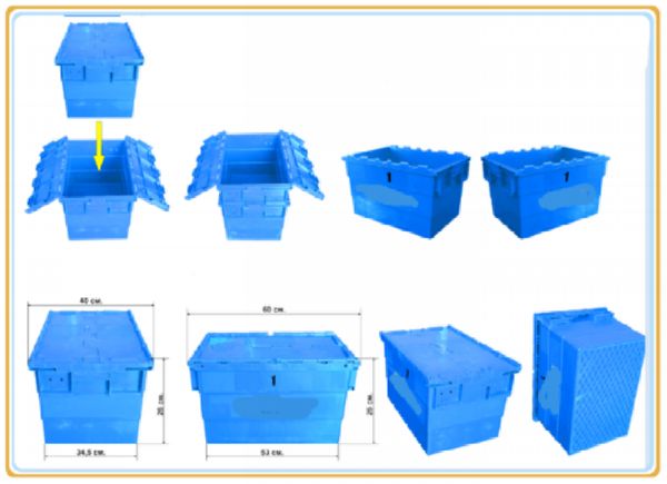 Plastic Tote Box in Use Durable 56L HDPE Nestable Stackable Plastic Tote Box