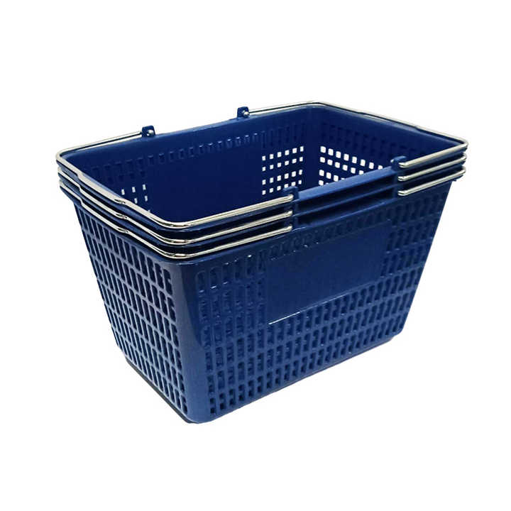 Durable Plastic Shopping Baskets with Handles for Retail