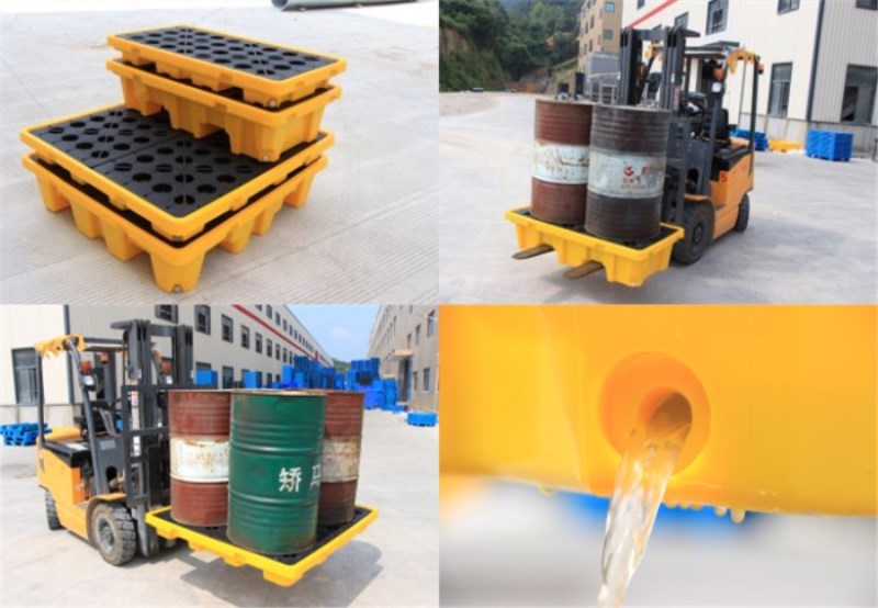HDPE 4-Drum Spill Pallet | Stackable Plastic Drum Containment