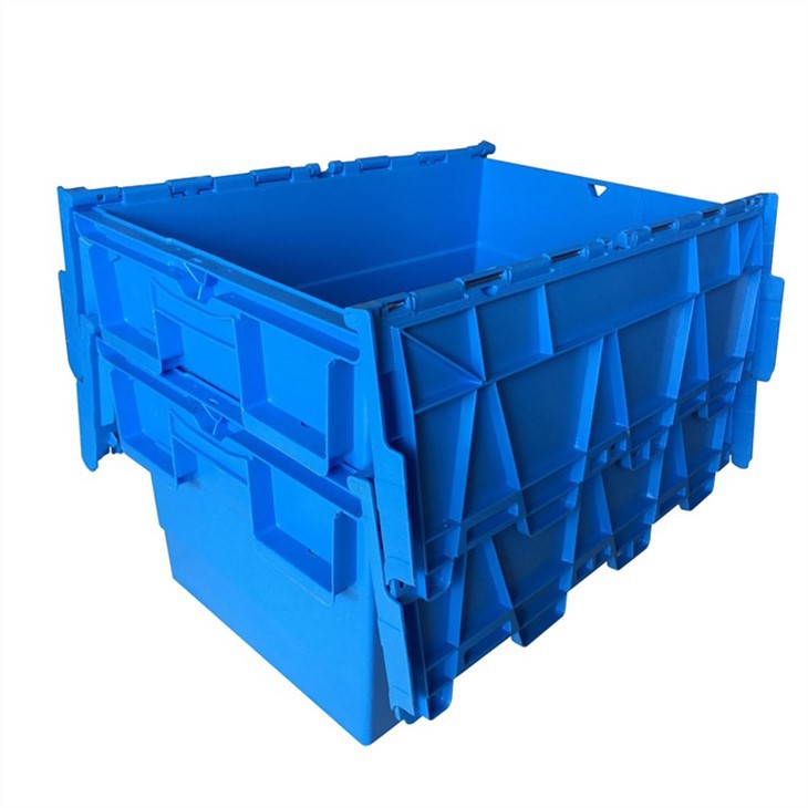 Durable HDPE Stackable Handheld Attached Lid Containers for Logistics image 2