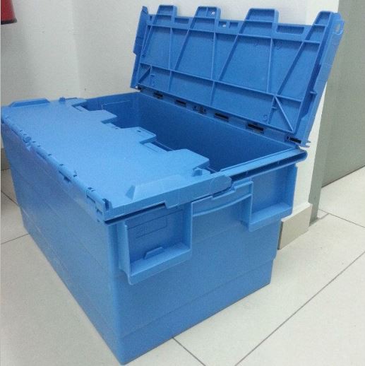 Durable HDPE Stackable Bulk Container with Attached Lid image 2