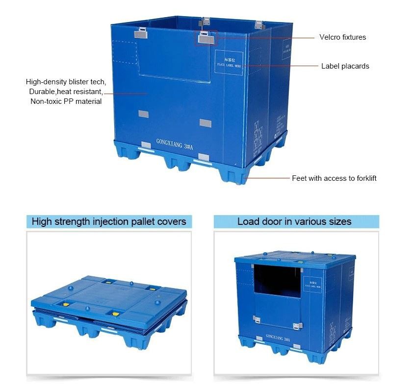 Foldable Plastic Pallet with Honeycomb Coaming – Durable & Stackable