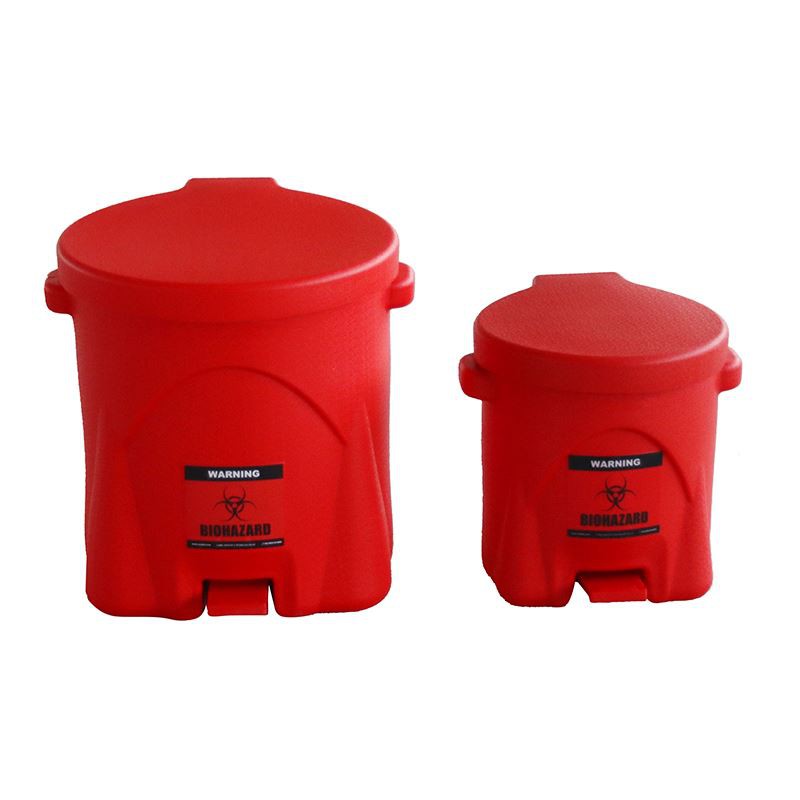 16 Gal Biohazard Waste Bin with Pedal & HDPE Material