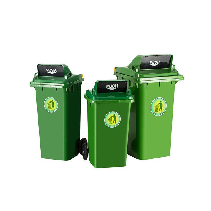 Durable HDPE Wheeled Waste Bin with Push Flap Lid
