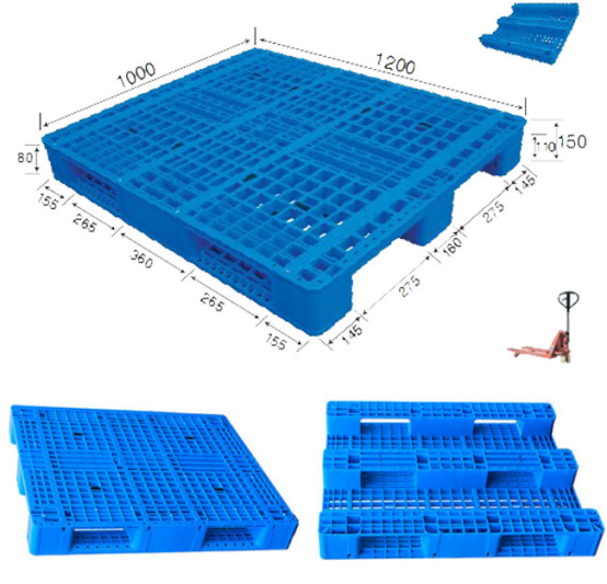 Durable HDPE Plastic Pallet Durable 1200x1000mm HDPE Plastic Pallet with 3 Skids