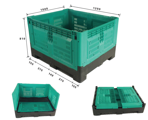 Durable HDPE Folding Plastic Pallet Box for Bulk Storage