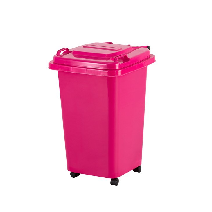 50L Durable Plastic Rubbish Bin with Wheels & Lid