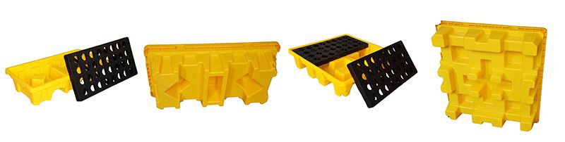 Heavy-Duty 2 Drum Poly-Spill Pallet for Chemical Storage