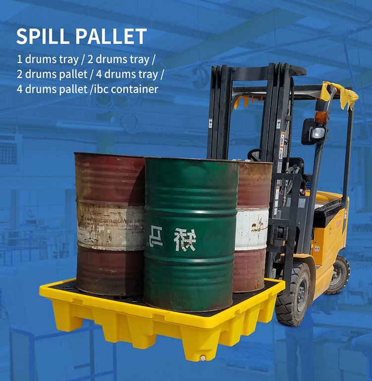HDPE Spill Containment Pallet for Drums with Drain - Durable & Stackable