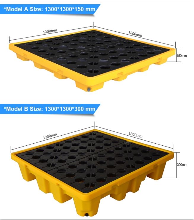 Heavy-Duty HDPE 4 Drums Spill Pallet for Chemical Containment