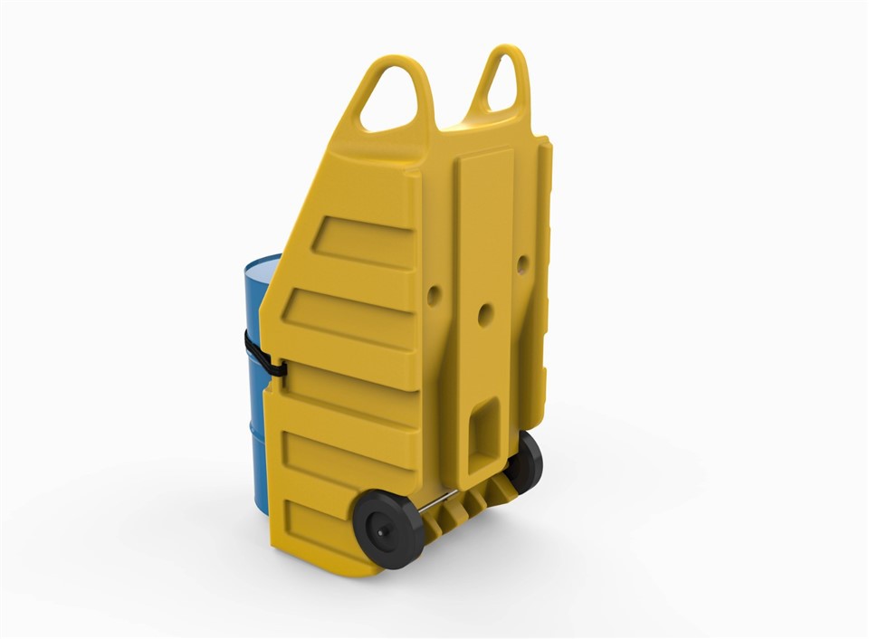 Heavy-Duty 200L HDPE Spill-Proof Drum Cart for Industrial Logistics image 4