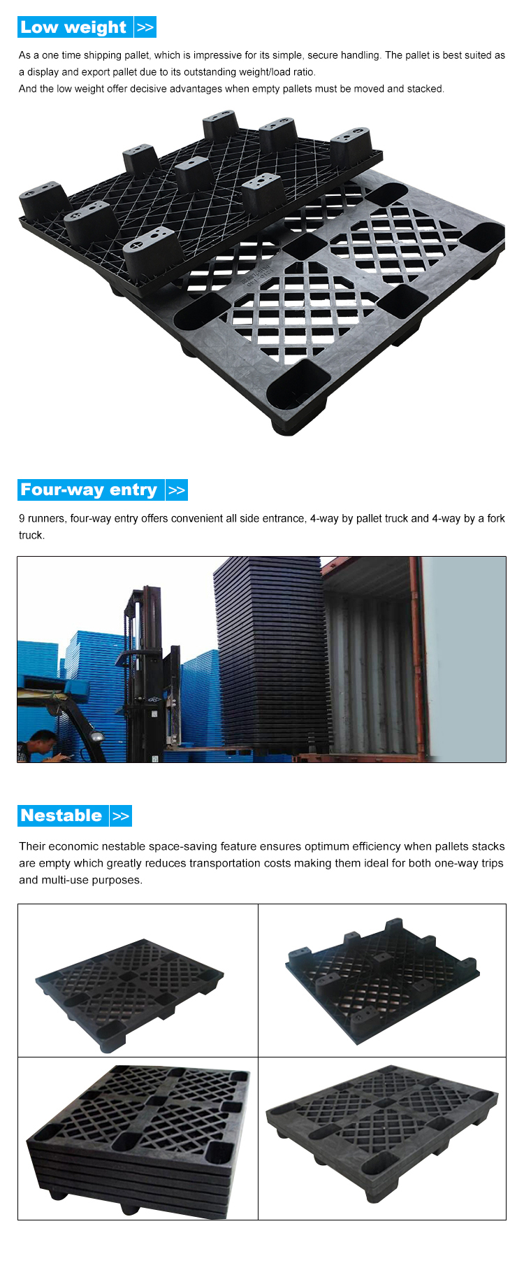 One-Way HDPE Plastic Export Pallet for Container Logistics