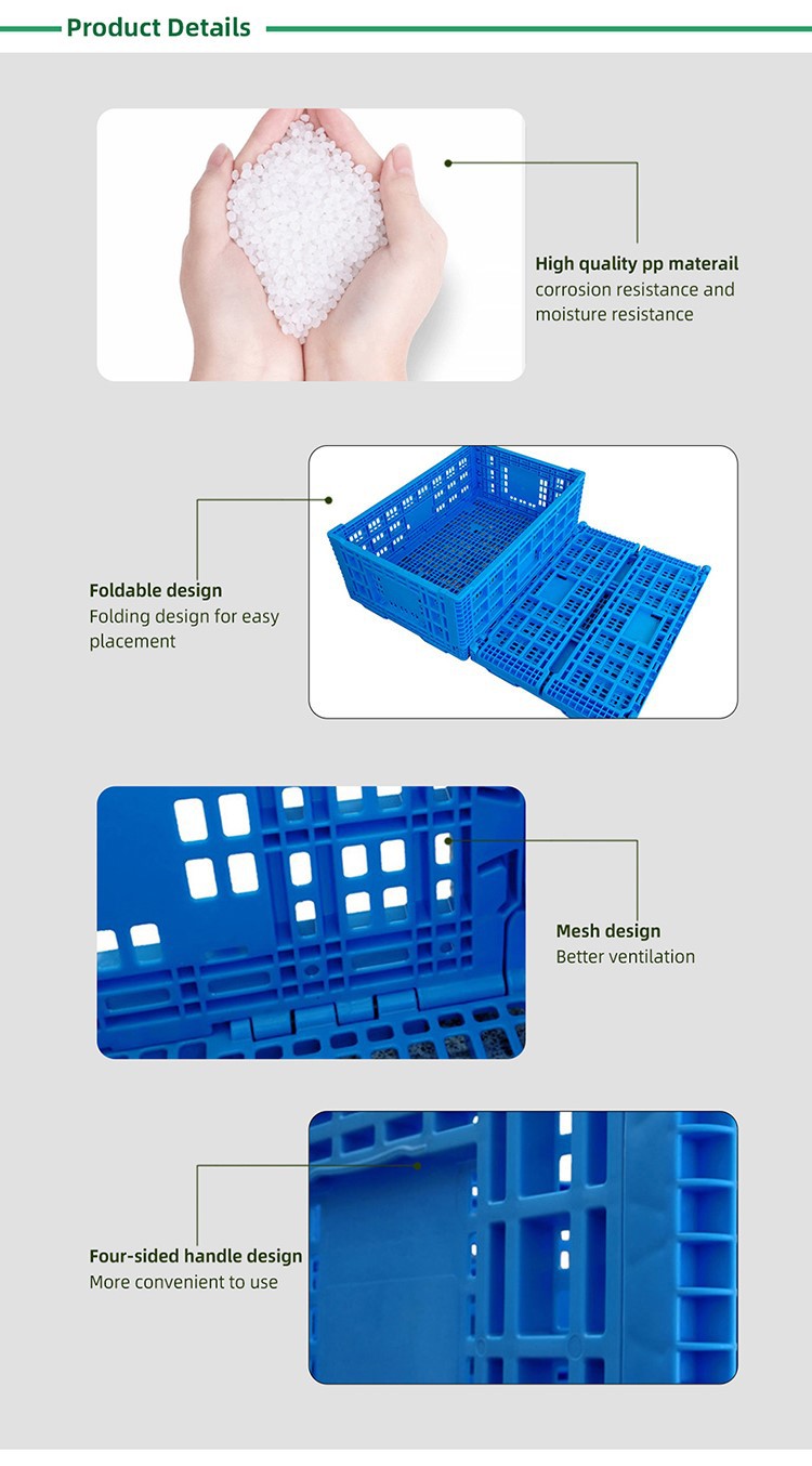 Durable Stackable HDPE Collapsible Plastic Crate with Lid