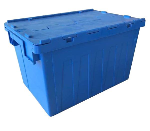 HDPE Stackable Nestable Plastic Box with Hinged Lid