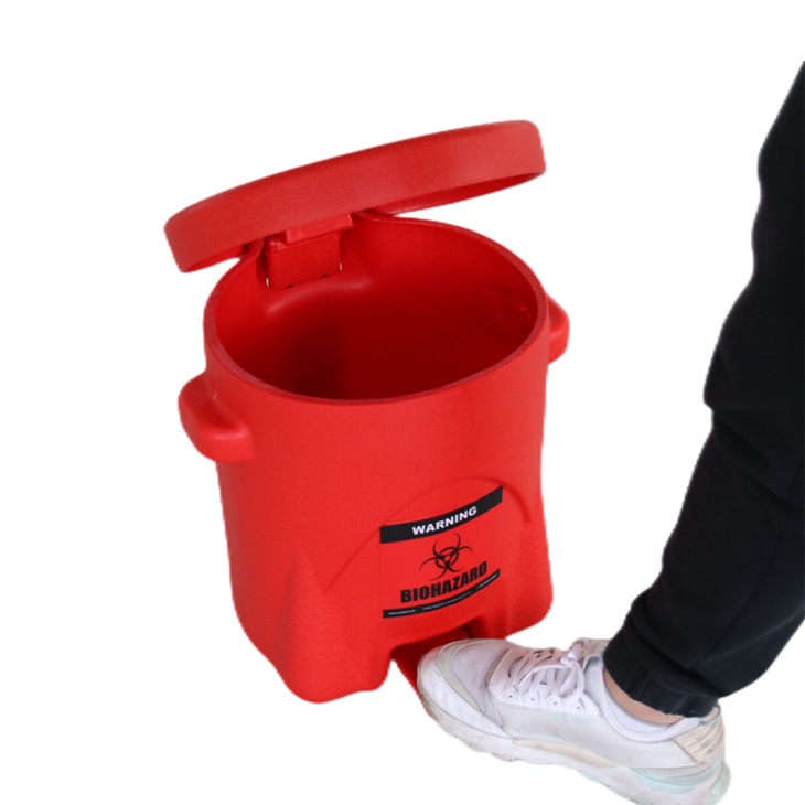 Red Biohazard Waste Bin | HDPE Medical Waste Container image 2