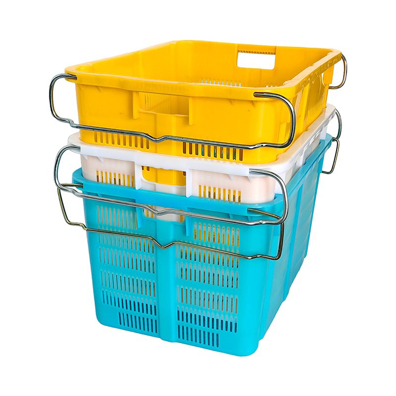 Durable HDPE Stackable Plastic Hand Baskets with Metal Handles image 5