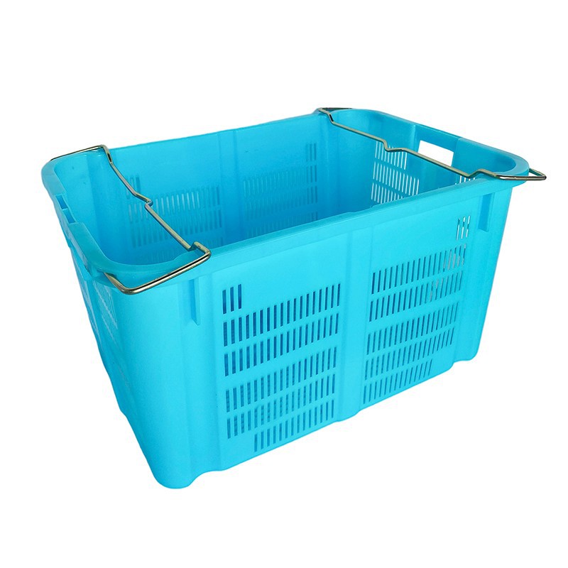Durable HDPE Stackable Plastic Hand Baskets with Metal Handles image 4