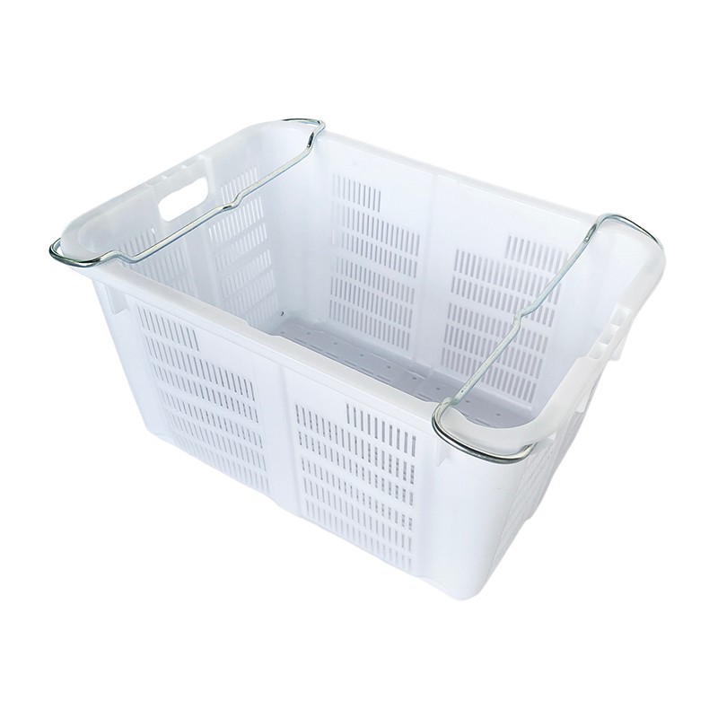 Durable HDPE Stackable Plastic Hand Baskets with Metal Handles image 2