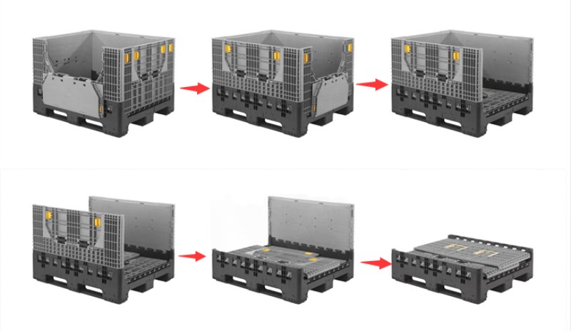 Durable HDPE Stackable Collapsible Pallet Container for Auto Parts