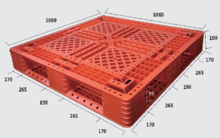 1060x1060mm HDPE Plastic Pallet with 6 Runners - Durable & Stackable image 2