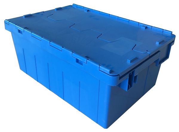 Durable 43.5L HDPE Attached Lid Plastic Storage Box