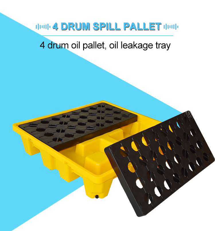 Durable 1300x1300 HDPE Stackable Plastic Spill Pallet