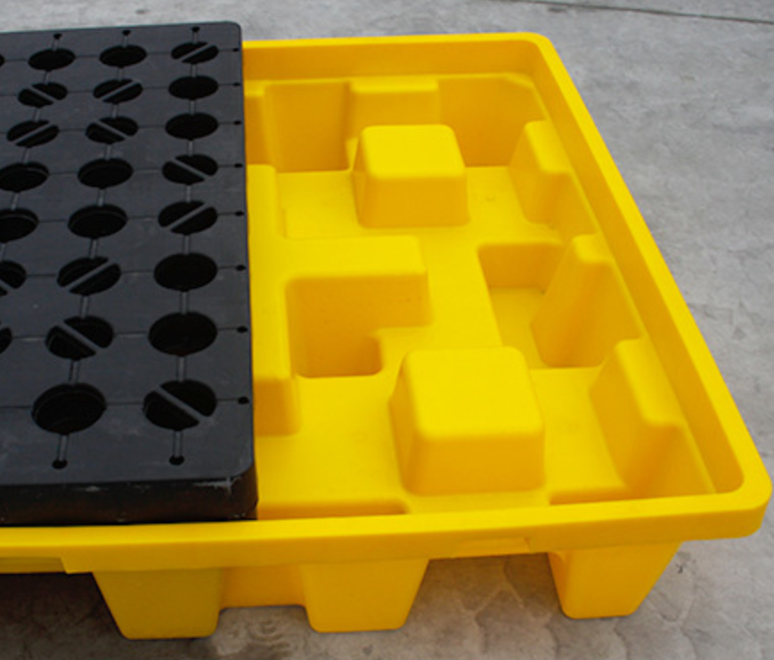 HDPE Drum Spill Pallets - Side View HDPE Stackable Plastic Spill Pallets for Drums & Bulk Containers