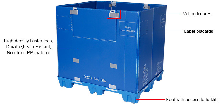 Foldable heavy-duty plastic pallet 40x48x40 HDPE Stackable Folding Plastic Pallet Container