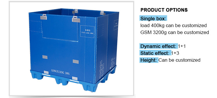 Heavy-duty HDPE plastic pallet container 40x48x40 HDPE Stackable Folding Plastic Pallet Container