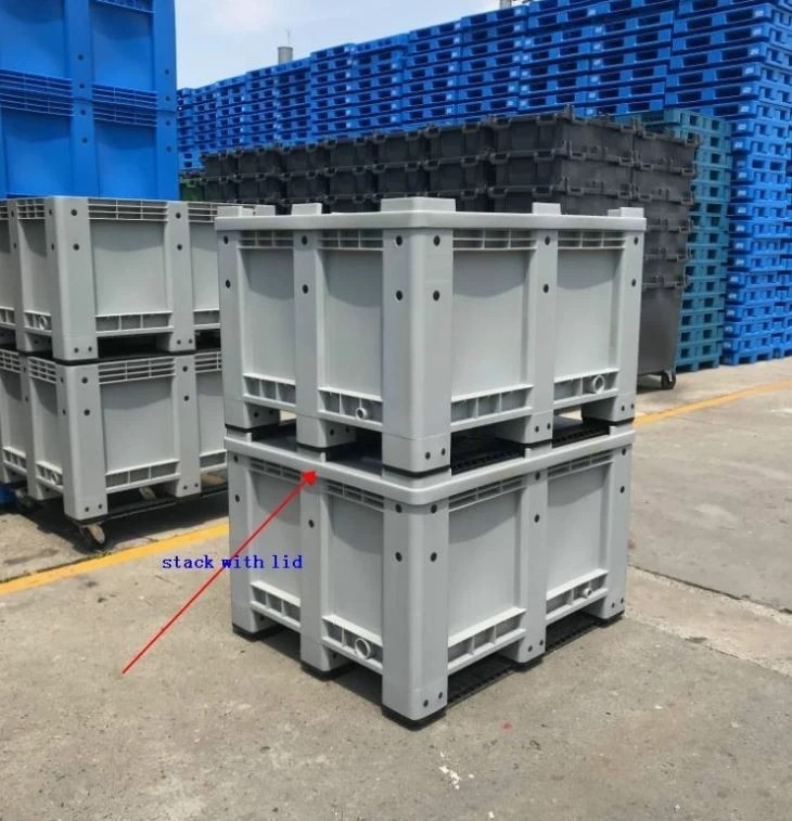 Heavy-Duty HDPE Plastic Pallet Box with Lid - Stackable & Durable image 2